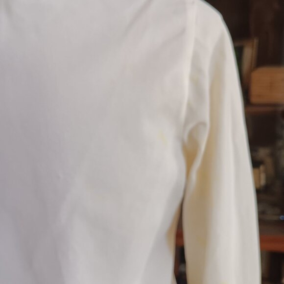 Small Vintage White Long Sleeve Blouse Tie Neck & Elastic Cuffs 1970's Boho 1OF1 - Picture 5 of 8